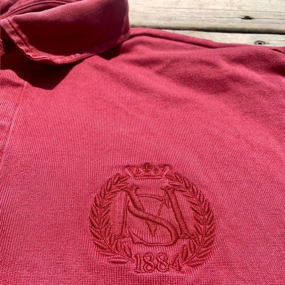 M&S Men’s Maroon Long Sleeve Rugby Style Polo Shirt Size XL - Picture 3 of 6